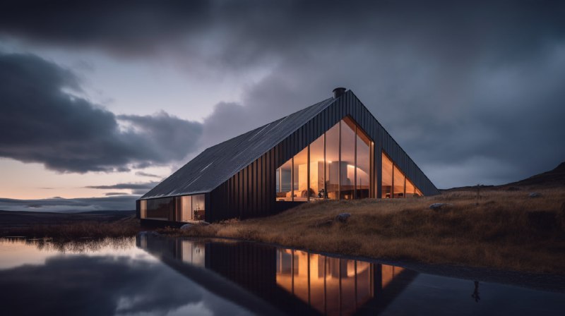 Black Scandinavian Minimalist House in Nature
