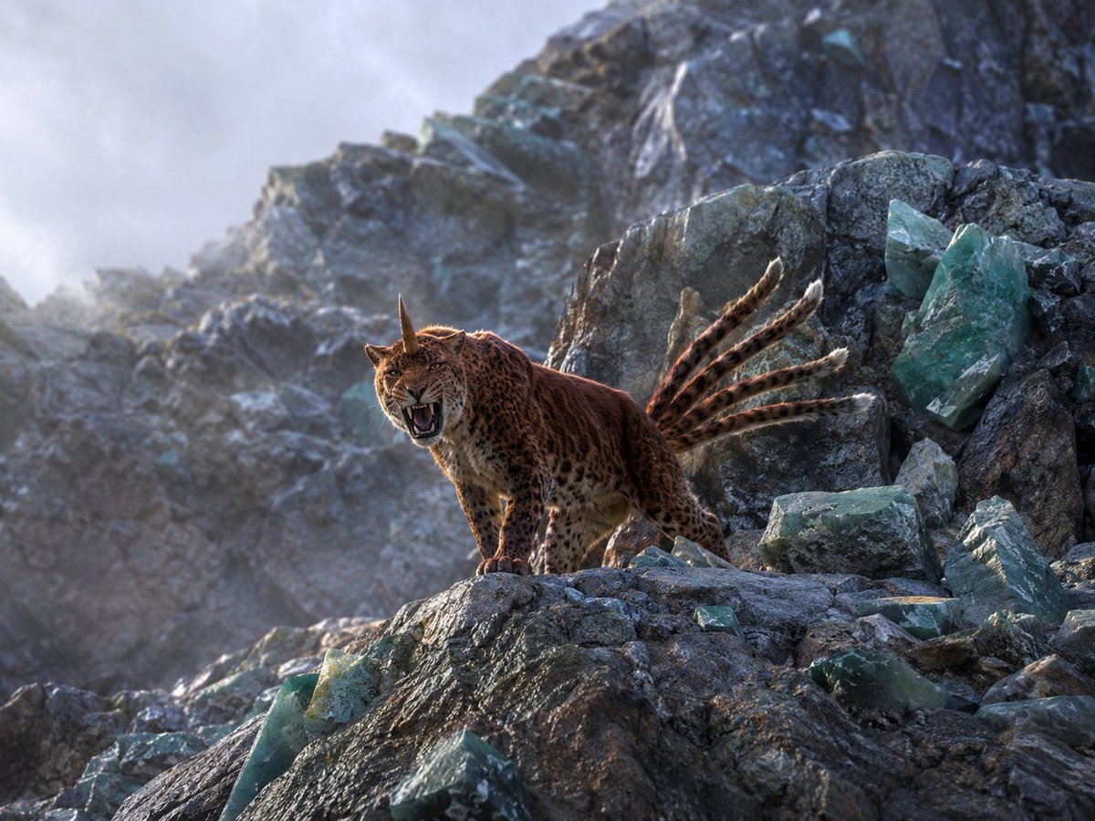 Mythic Horned Lynx-Leopard Roars