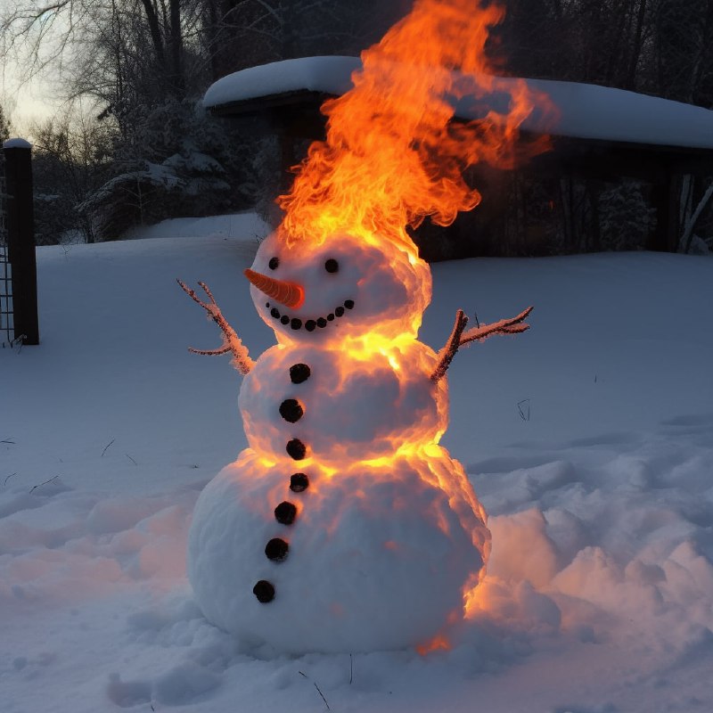 Burning Snowman in Blazing Snowfield