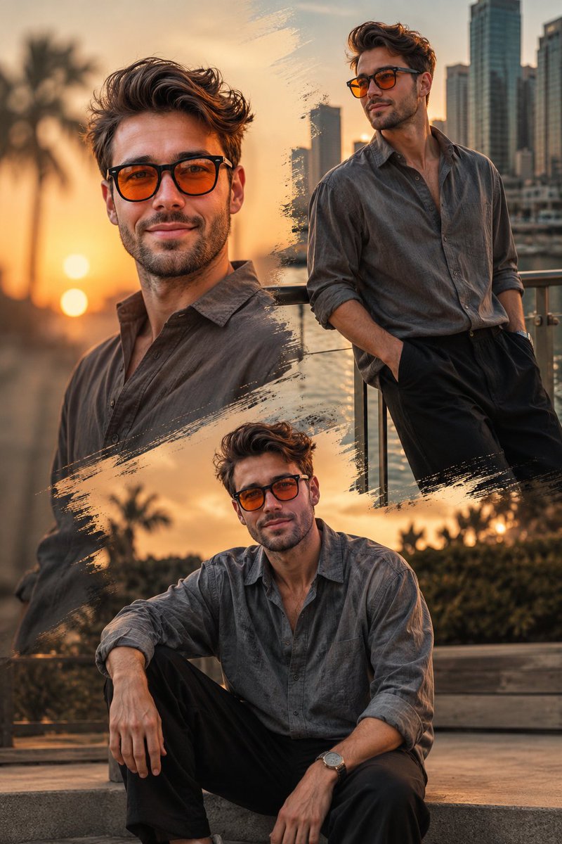 Cinematic Golden Hour Fashion Collage