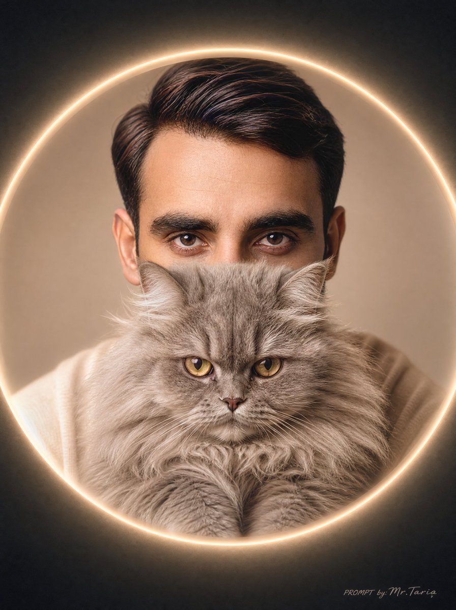 Masked Cat Portrait Halo