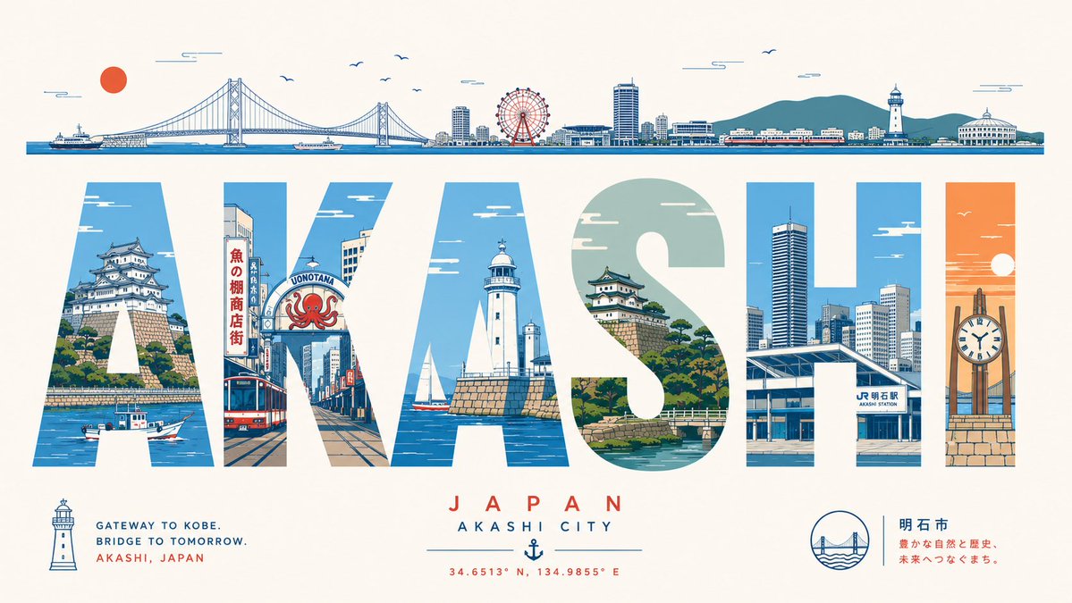 Akashi Japan Travel Poster