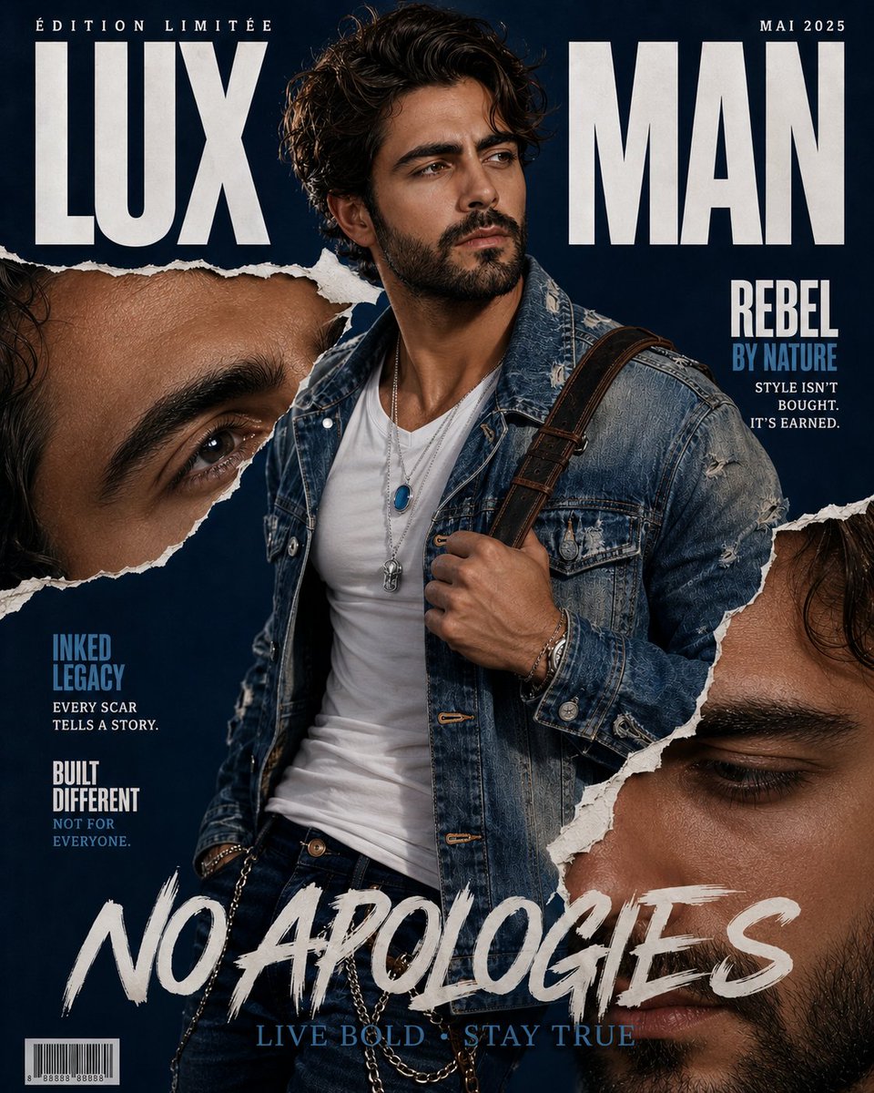 Rugged Tattooed Man Luxury Magazine Cover