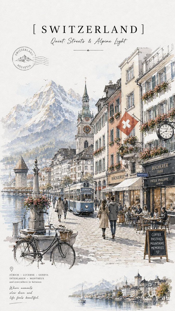 Minimalist Vintage Travel Watercolor Poster