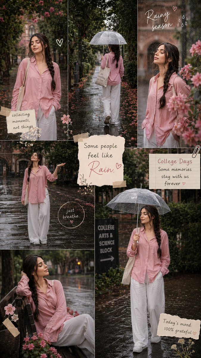 Rainy Campus Moodboard Collage