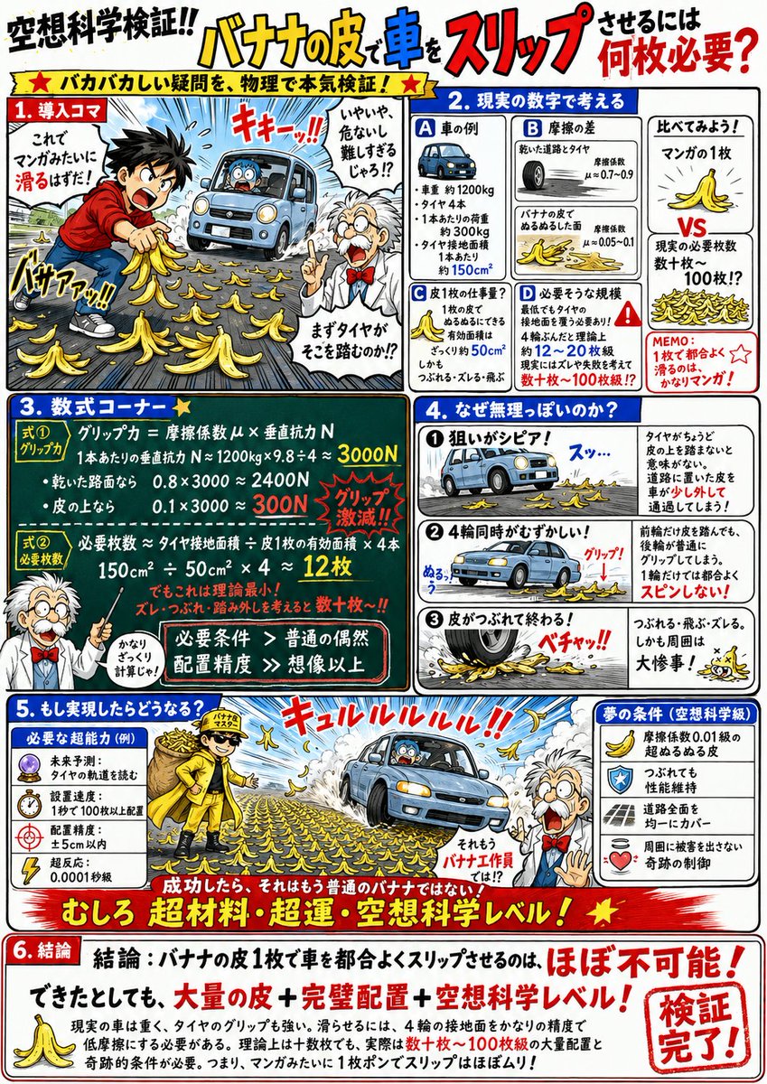Banana Peel Car Slip Science Comic