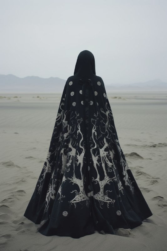 Divine Spirit Over Moonlit Black Sand Dunes