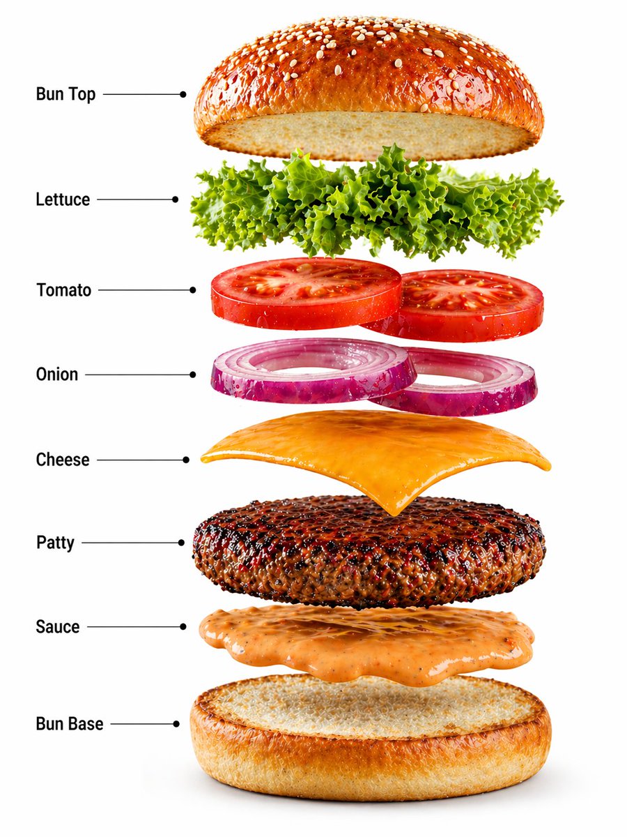 Gourmet Cheeseburger Exploded Infographic