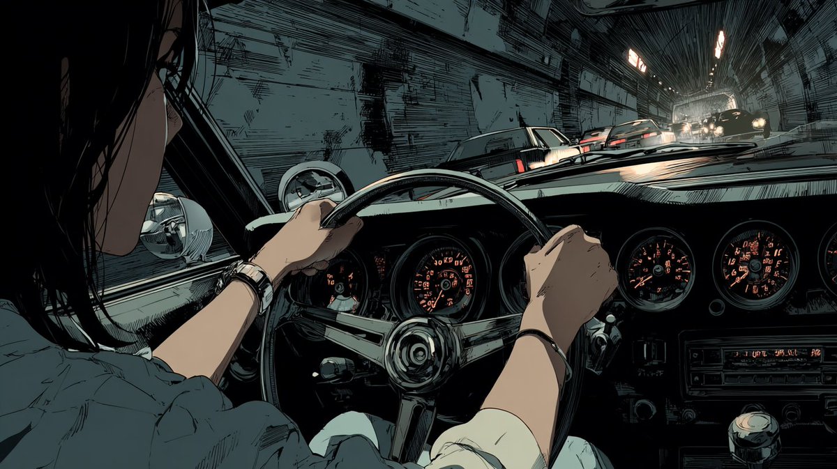 Cinematic Anime Night Tunnel Drive