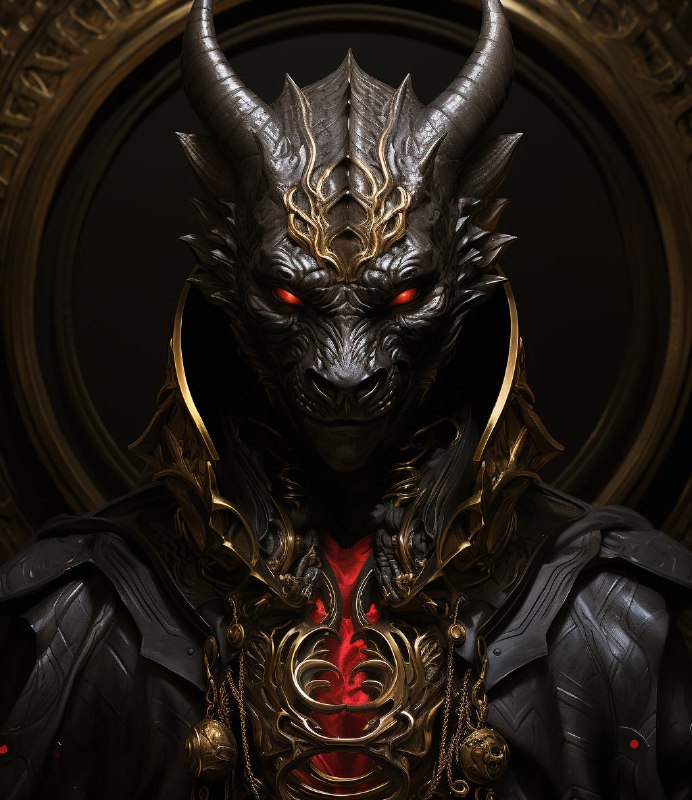 Black Dragon Death God Afrofuturist Oil Portrait