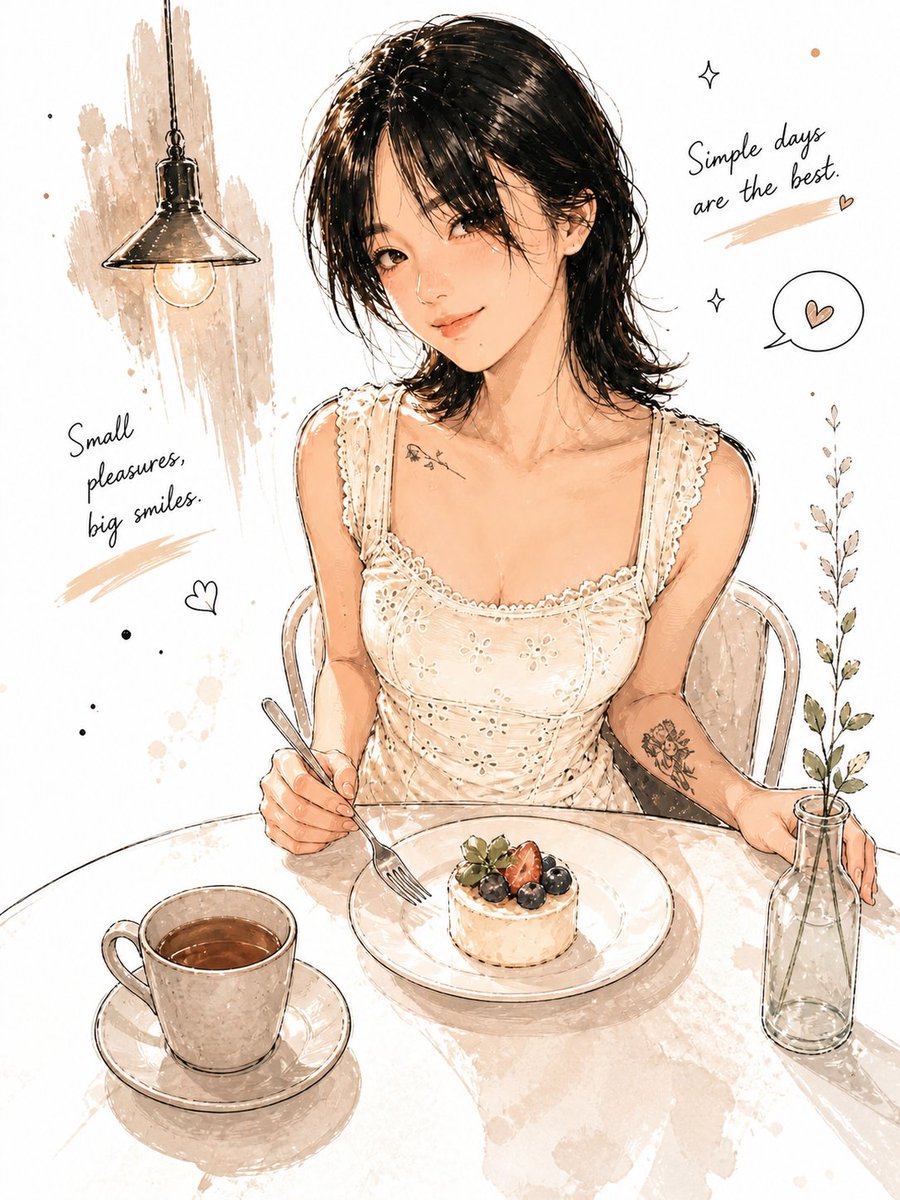 Cozy Café Girl Illustration