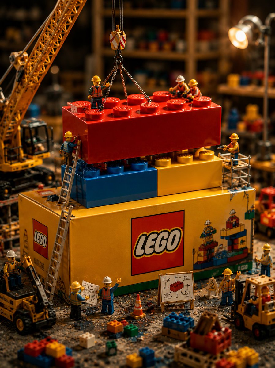 Tiny Crew Builds Giant Toy Brick