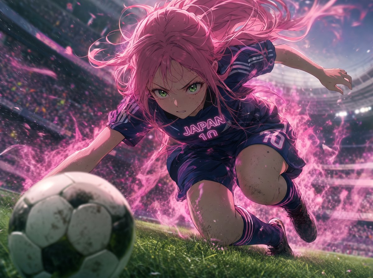 Dynamic Anime Female Soccer Player Poster