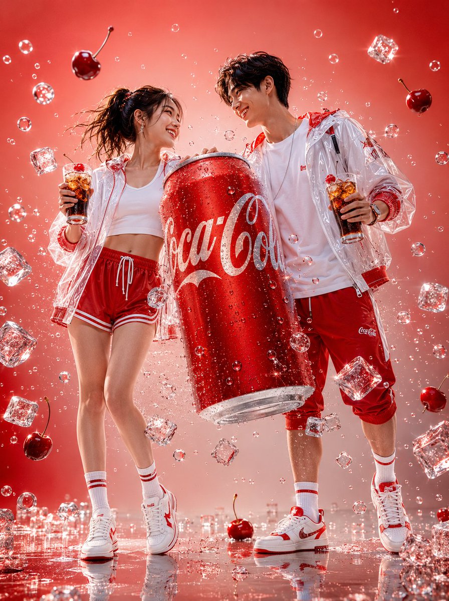 Couple Enjoying Iced Coca-Cola