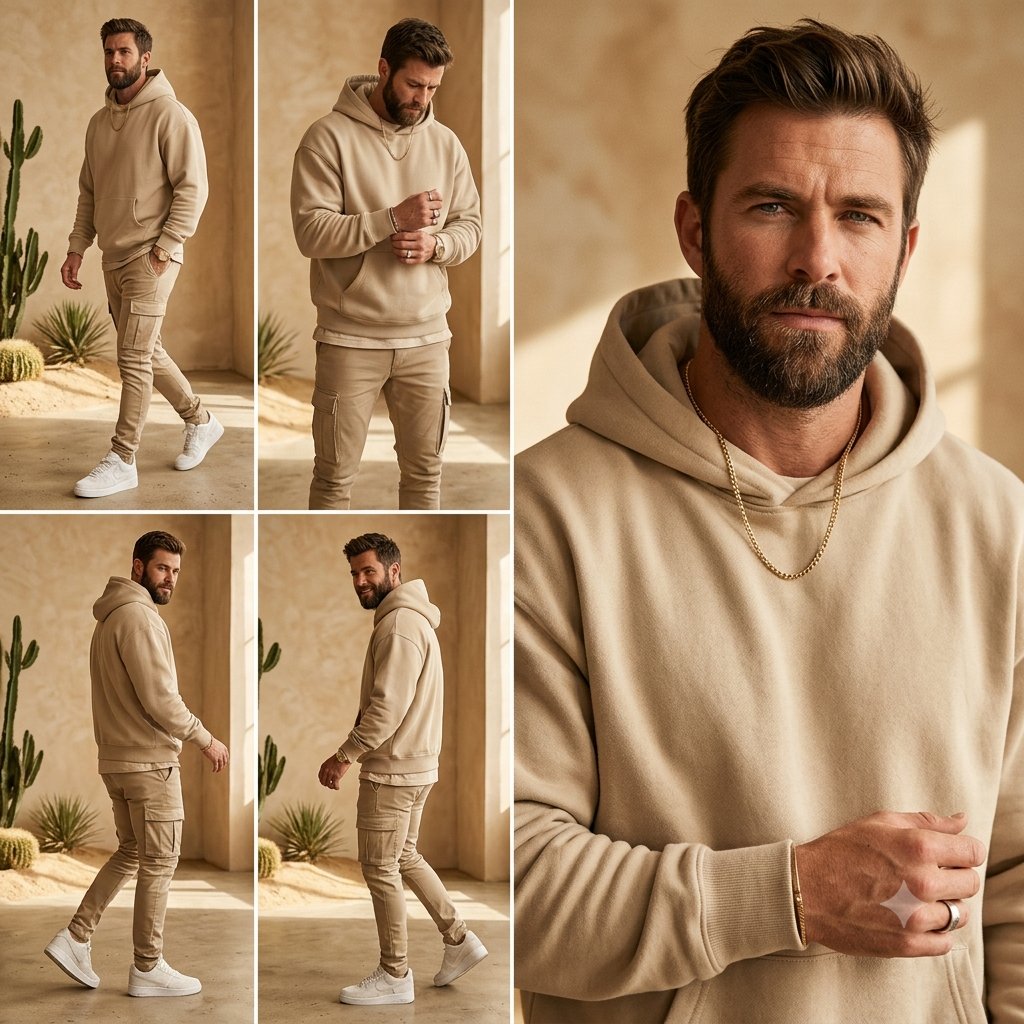 Beige Streetwear Lookbook Collage