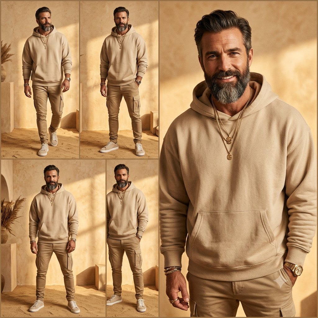Desert Beige Menswear Collage