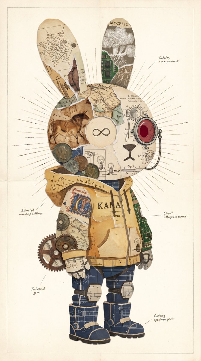 Vintage Rabbit Collage Curio