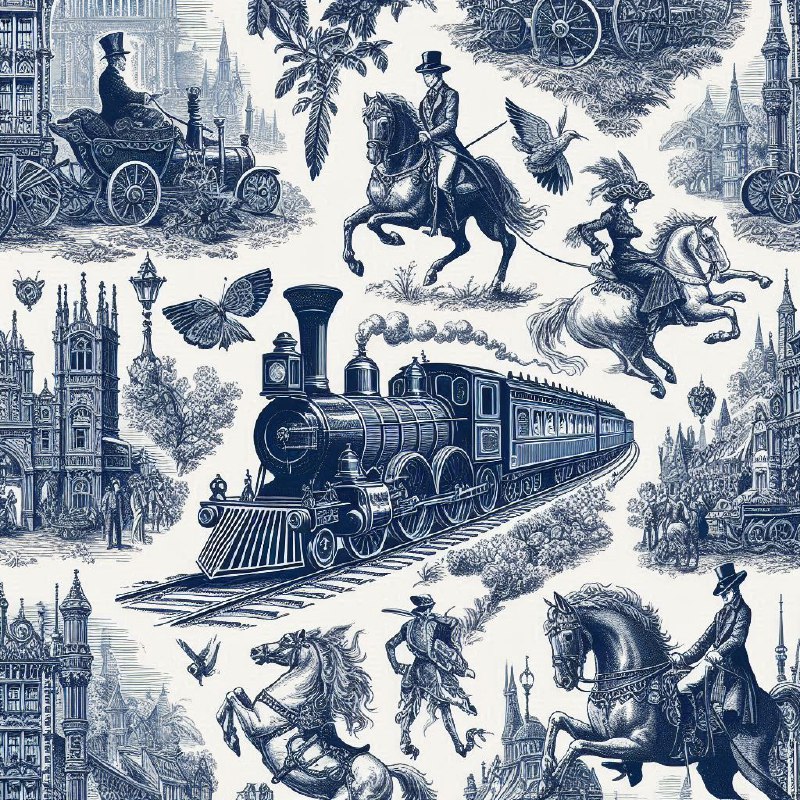 Orient Express Toile de Jouy Vintage Blue Pattern