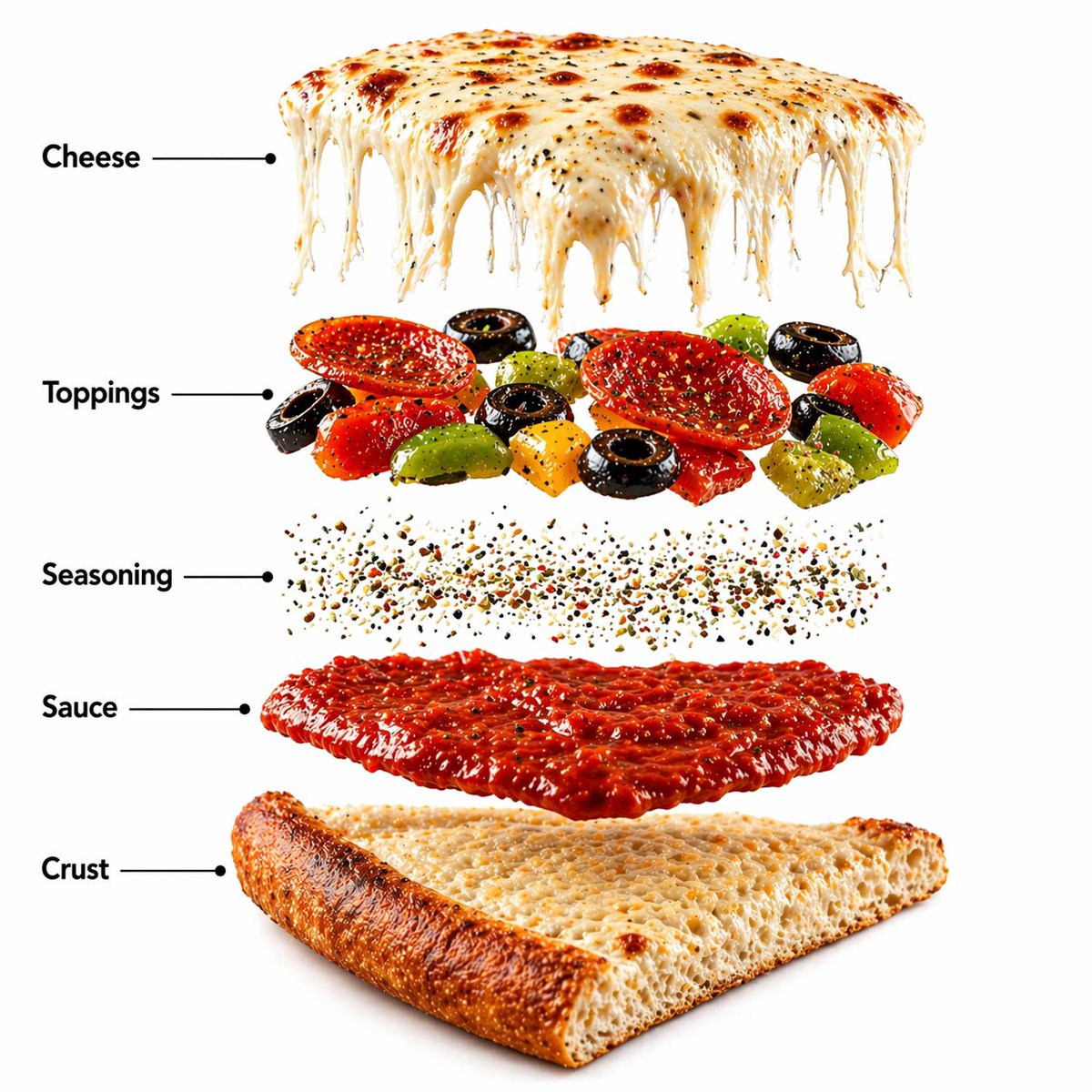Exploded Gourmet Pizza Slice Infographic
