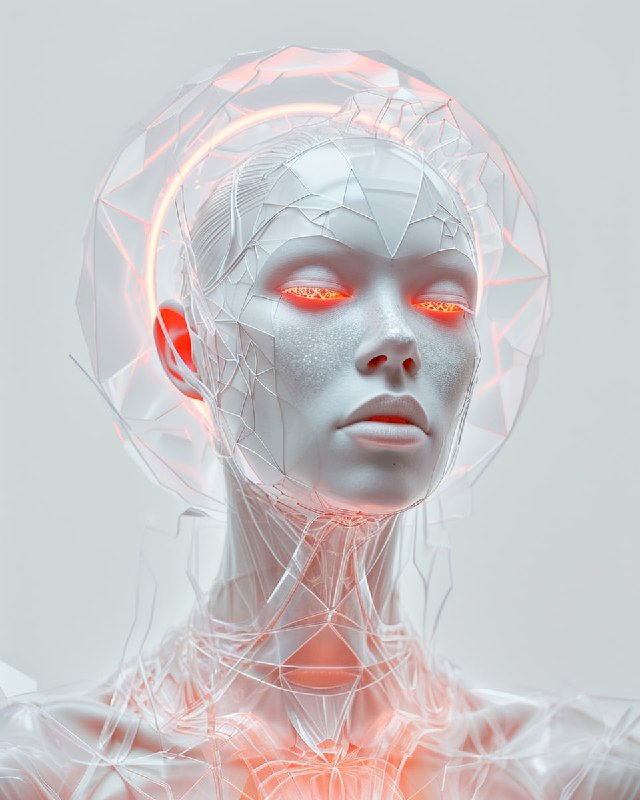 Glass Albino Model With Sacred Geometry Halo