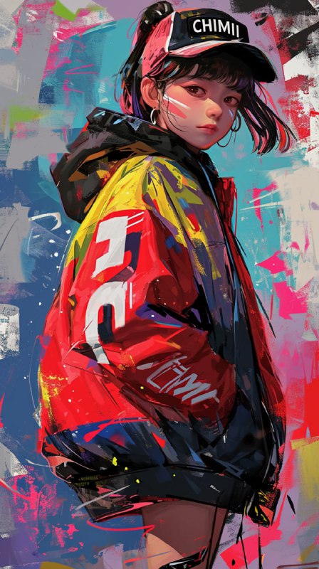 Japanese Street Fashion Girl Brushstroke Art