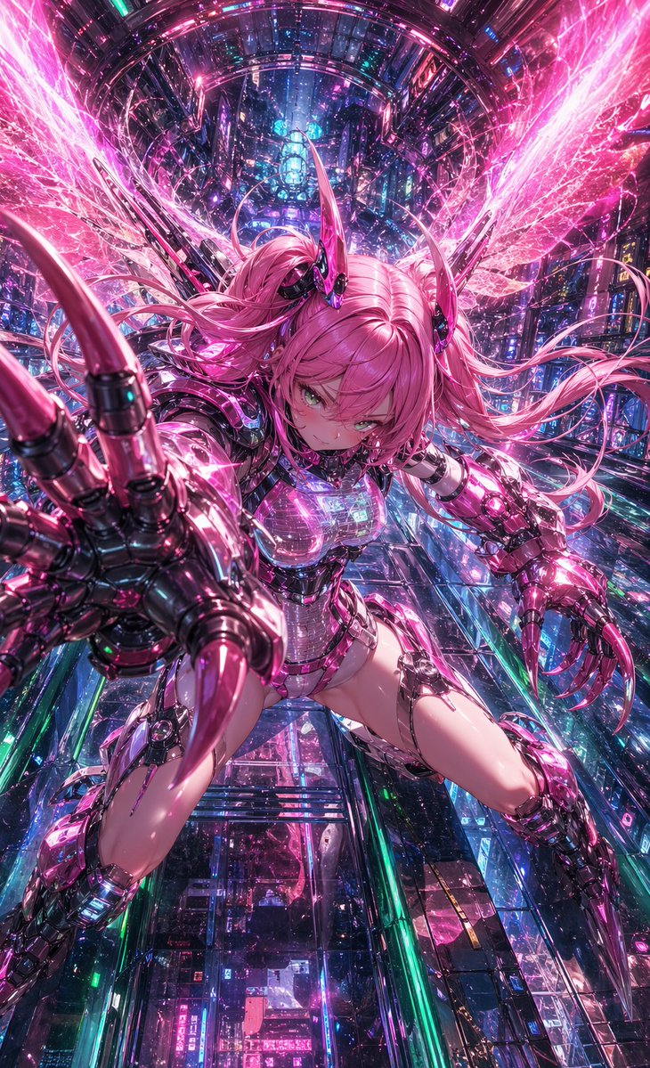 Cyber Angel Descends Neon Abyss