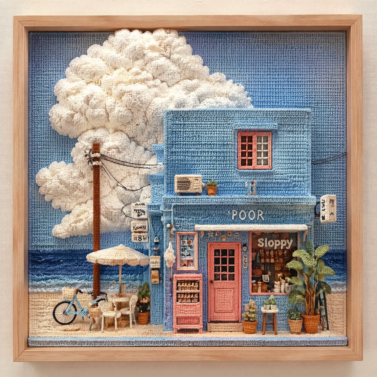 Pastel Crochet Seaside Diorama Art
