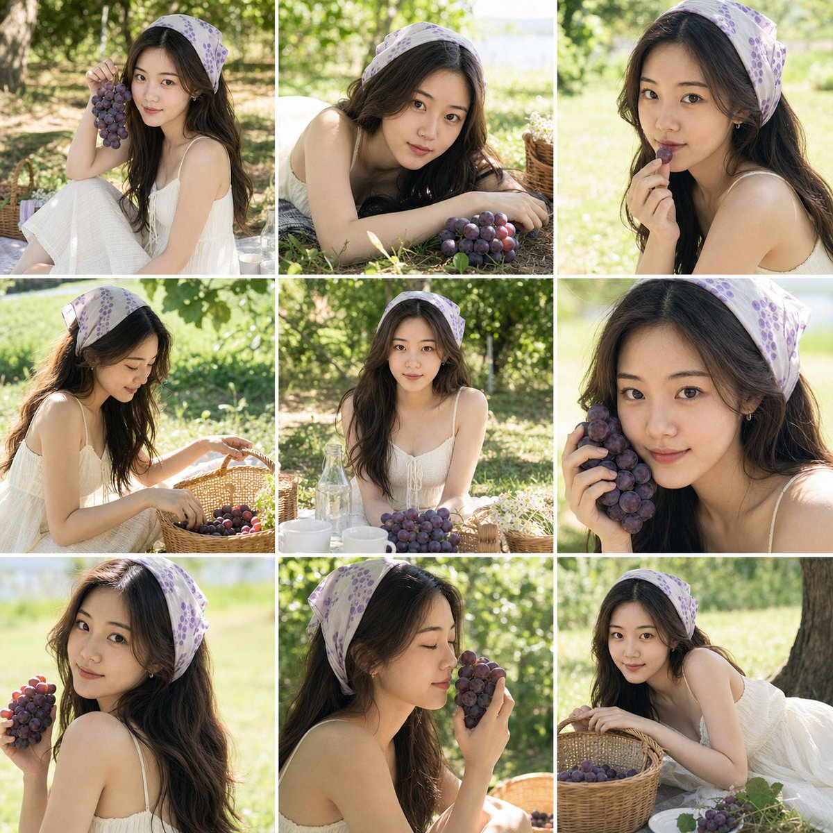 Summer Grape Girl Nine Grid Photo
