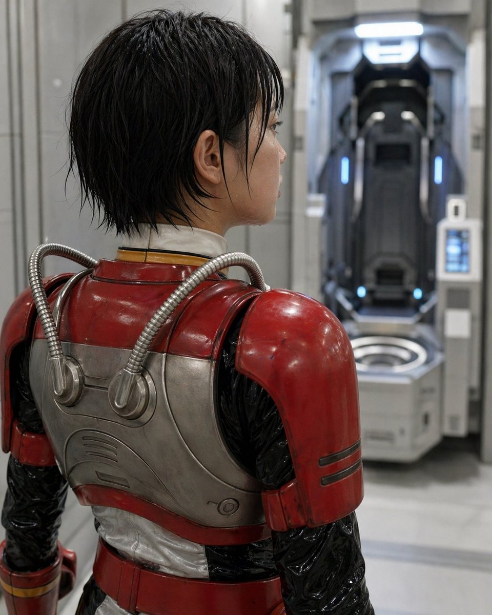 Red Armor Sci-Fi Lab Portrait