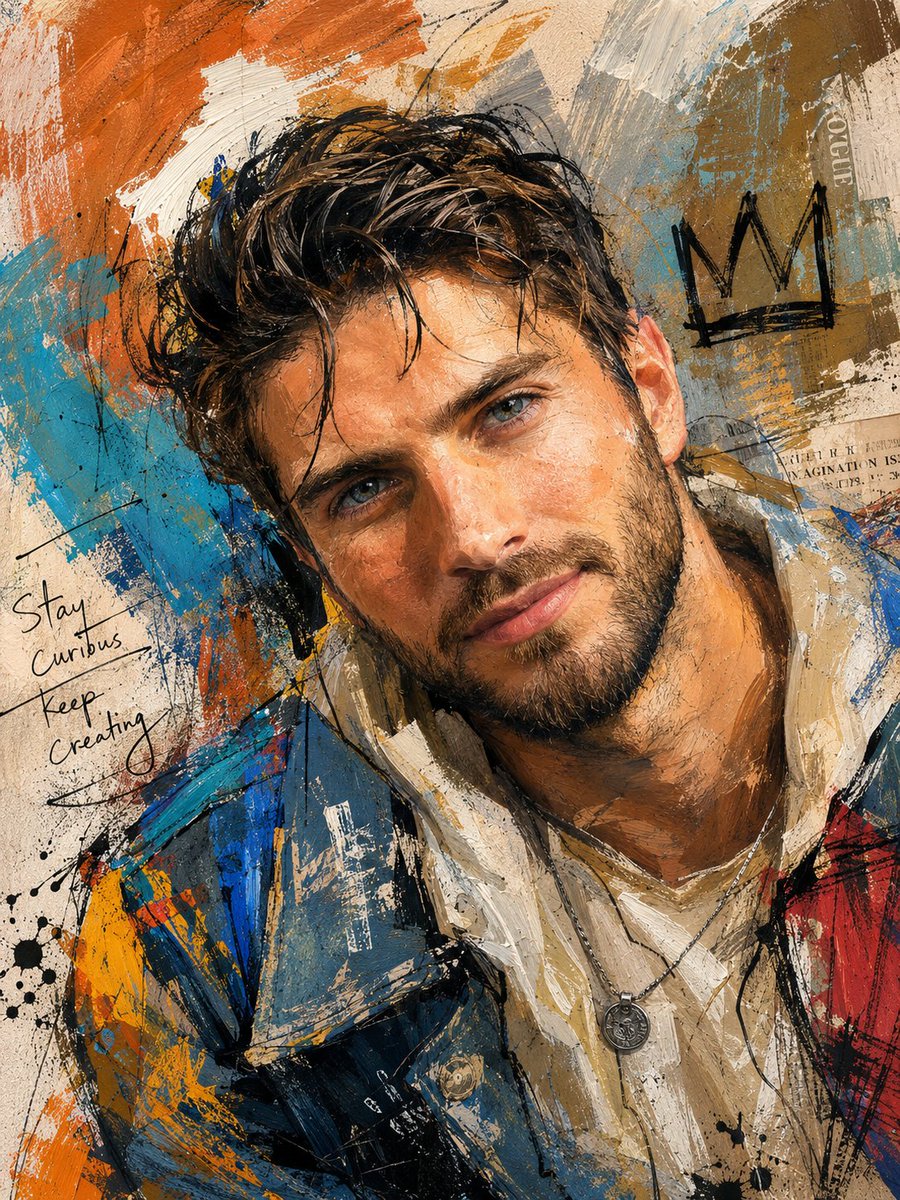 Vibrant Mixed Media Portrait Art