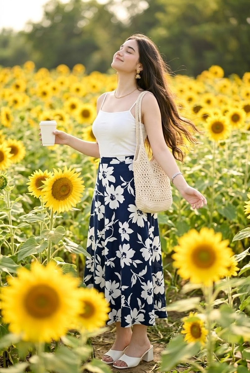 Sunflower Field Fashion Editorial