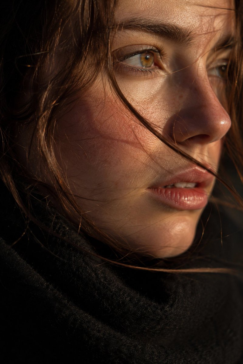 Cinematic Woman Portrait Closeup