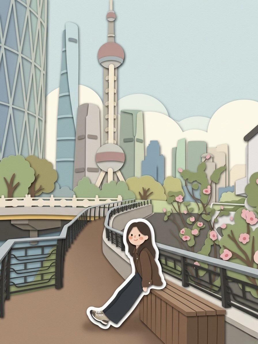 Chibi Girl City Paper Art