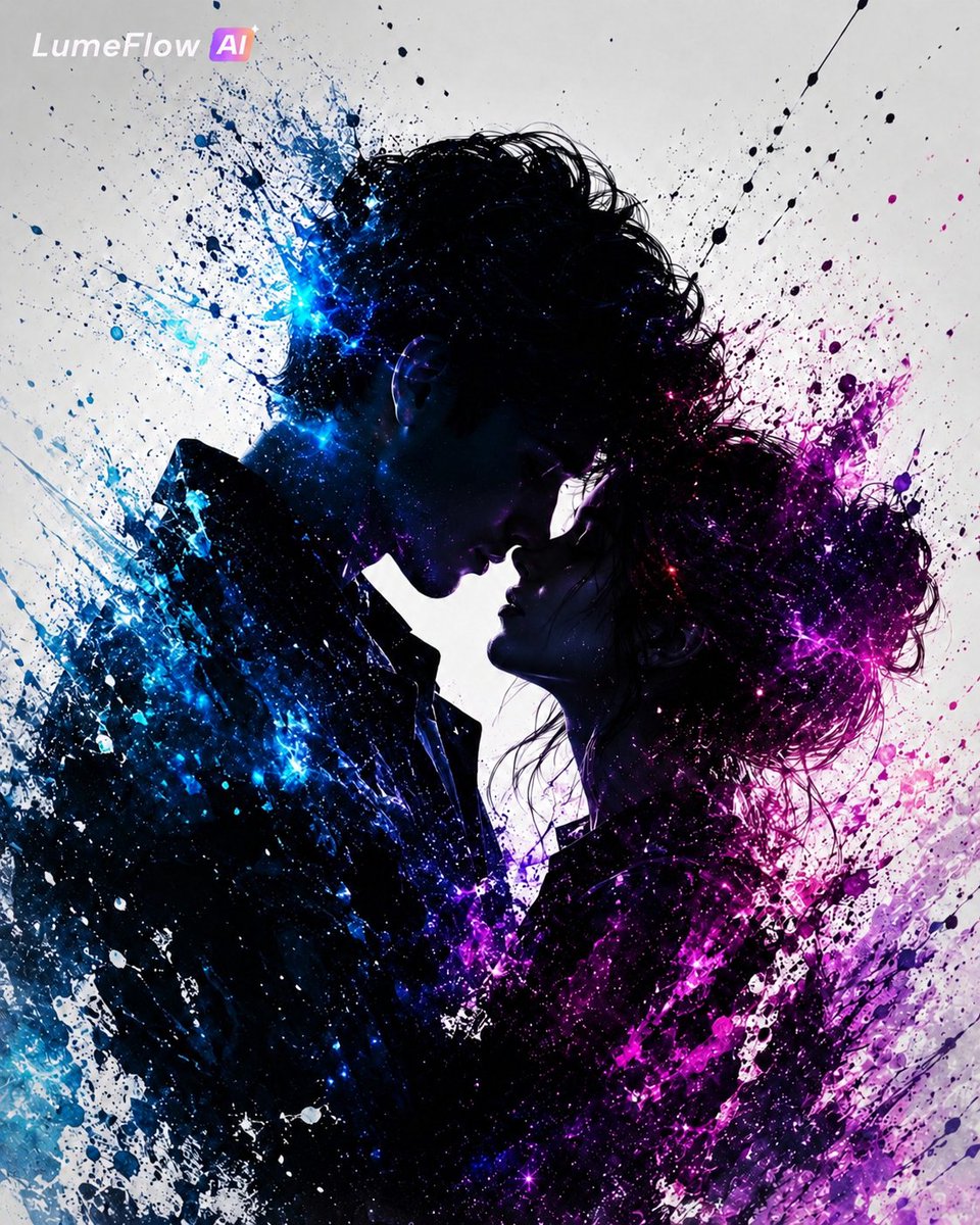 Cosmic Lovers Ink Splash Silhouette
