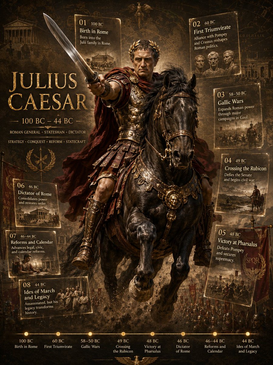 Julius Caesar Epic Infographic Poster