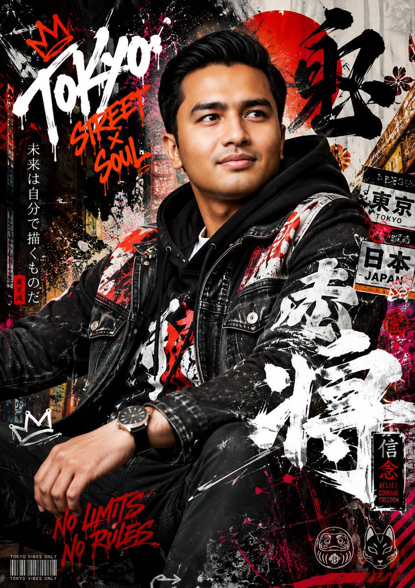Bold Japanese Graffiti Fashion Portrait