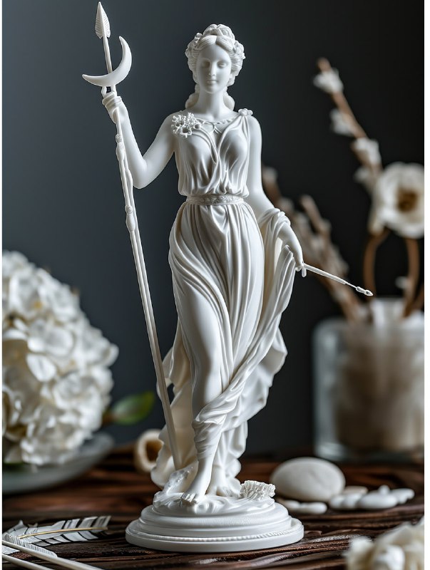 White Marble Artemis Statue Tabletop Photo