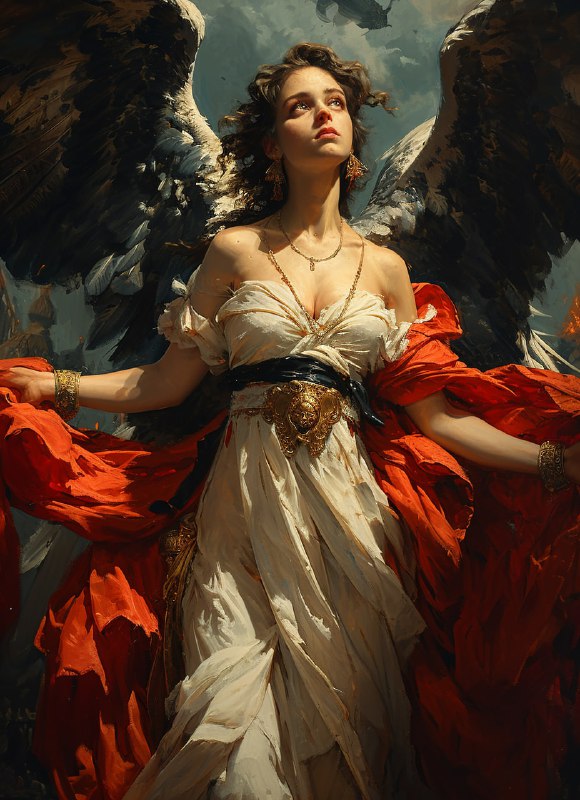 Angels Battling Giant Eagles Baroque Painting