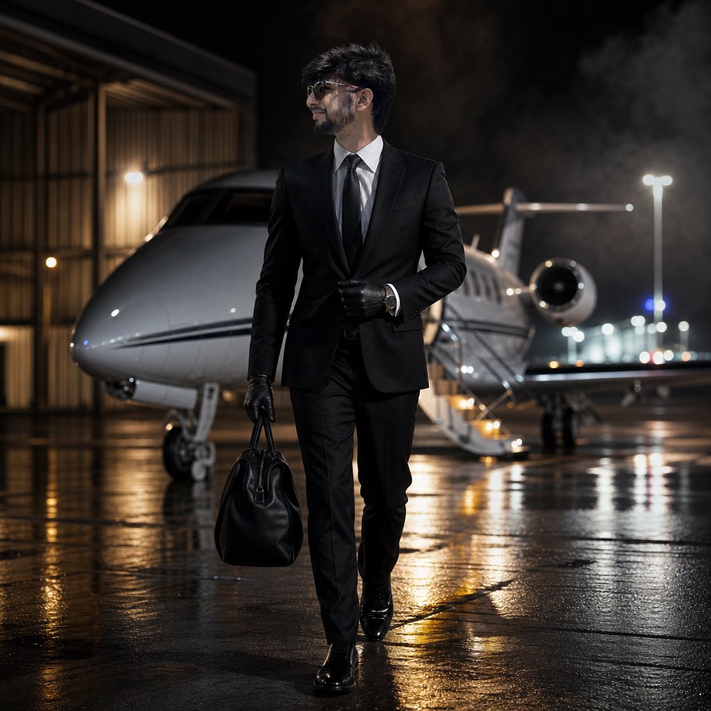 Luxury Private Jet Night Portrait