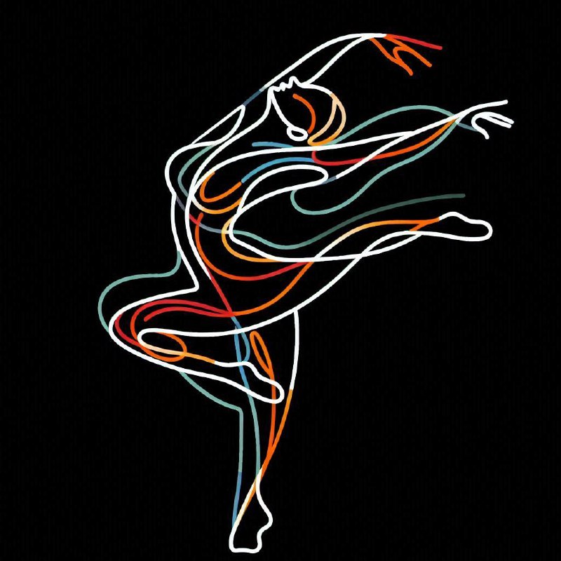 One Line Drawing of Joyful Female Dancer