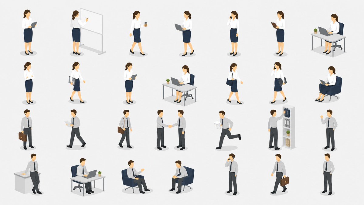 Isometric Office Worker Asset Collection