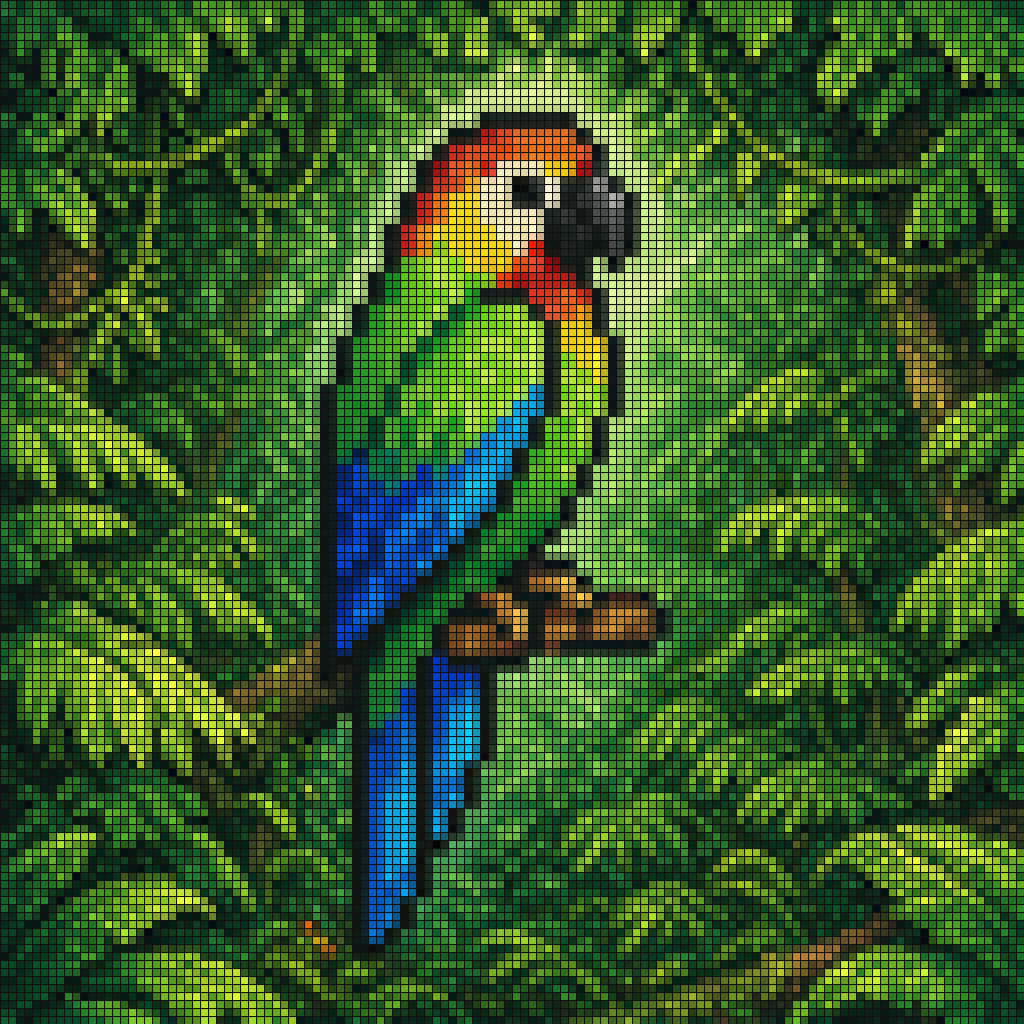 Pixel Parrot Mosaic Jungle