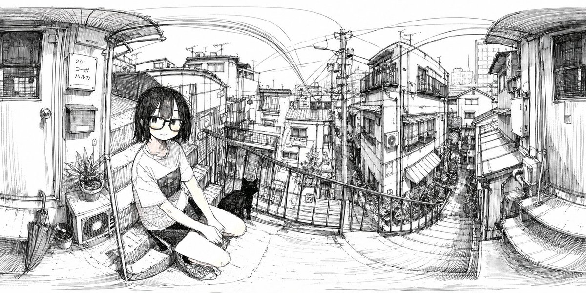 Tokyo Alley Ink Panorama Sketch