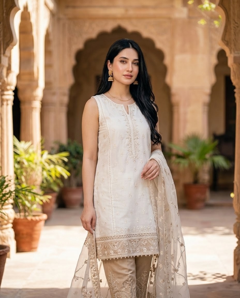 Pakistani Fashion in Mughal Courtyard