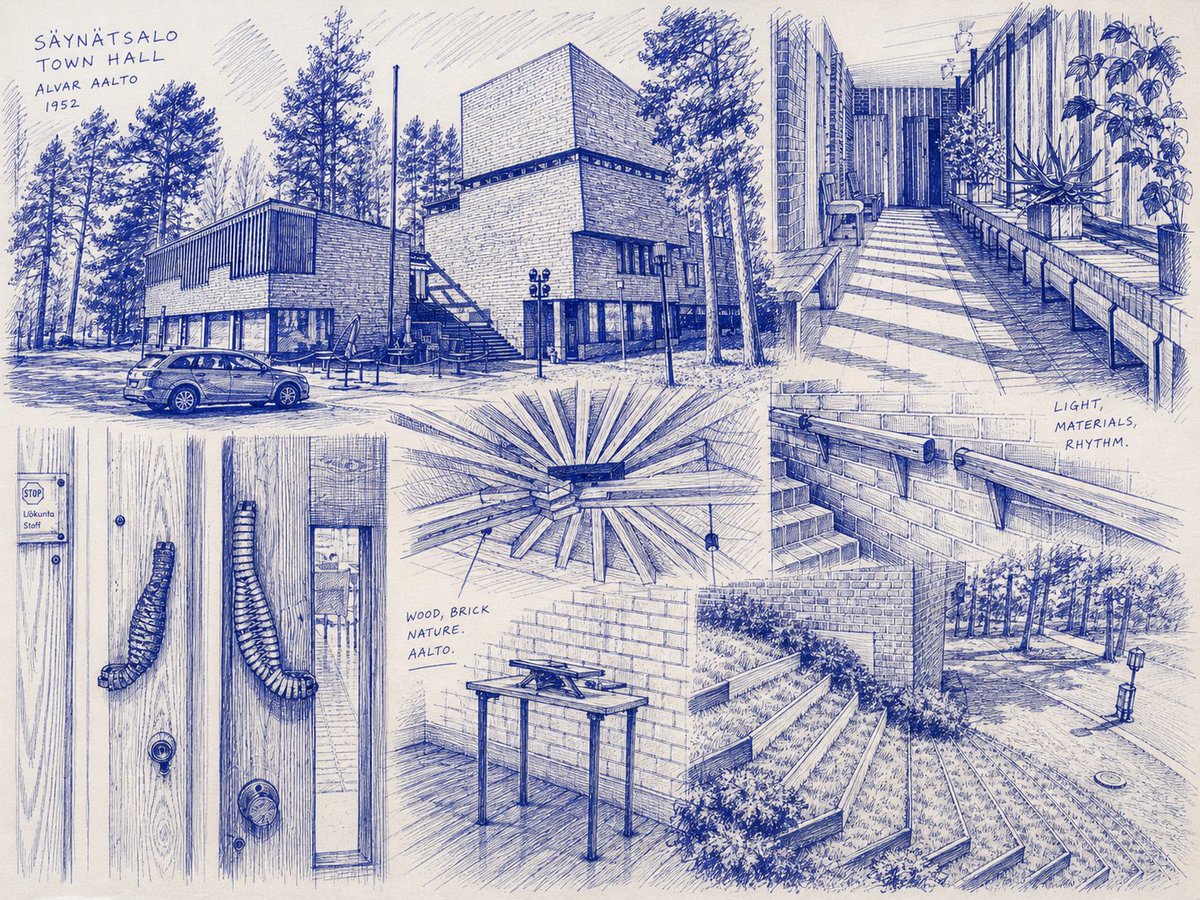 Aalto Sketchbook Blue Ink Studies