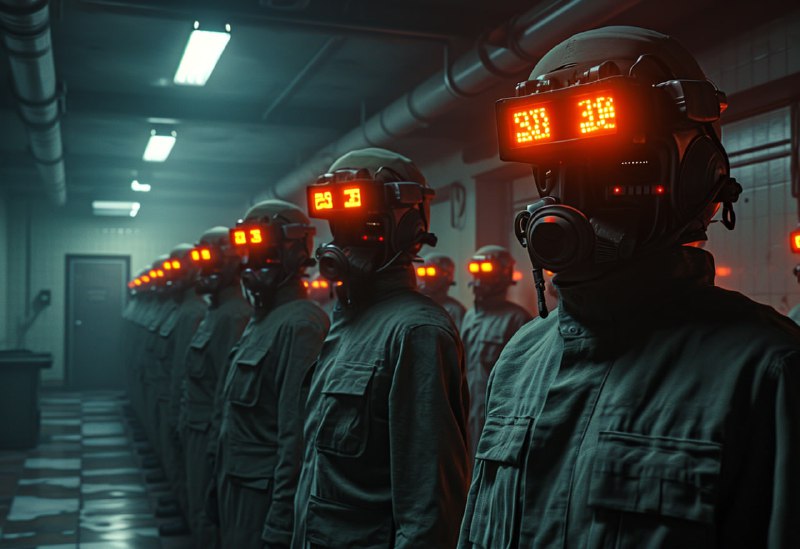 Soviet Dystopia With Numbered Uniformed Workers