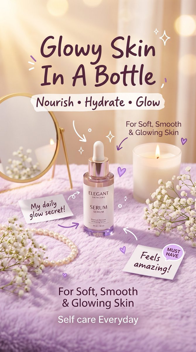 Glowy Serum Bottle Beauty Ad