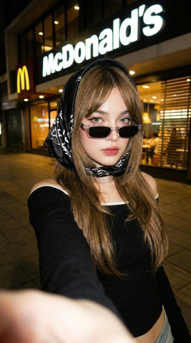 Night Street Fashion Selfie Portrait