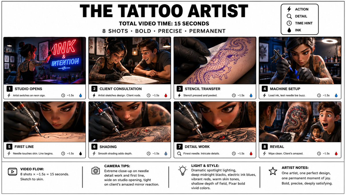 Tattoo Artist Infographic Storyboard Poster