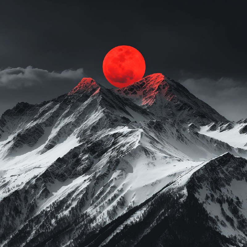 Twin Suns Over Snowy Mountains Chinese Minimalism
